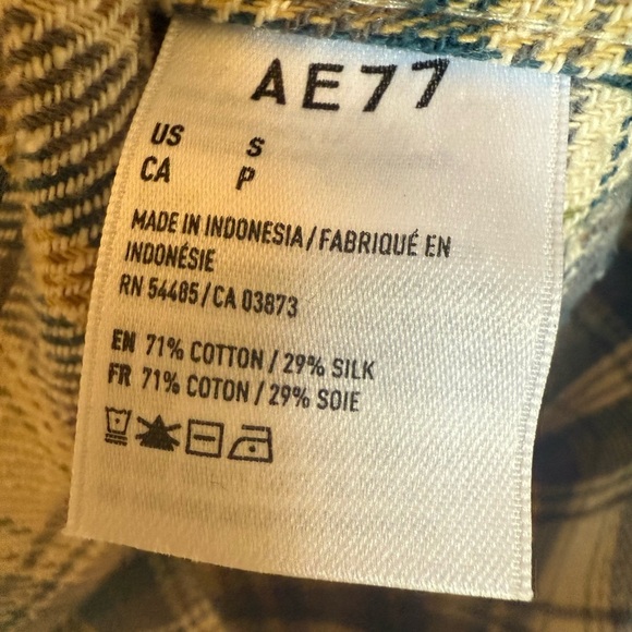 AE77 Premium Cotton Silk Plaid Button Down Flannel Size Small - Picture 5 of 6